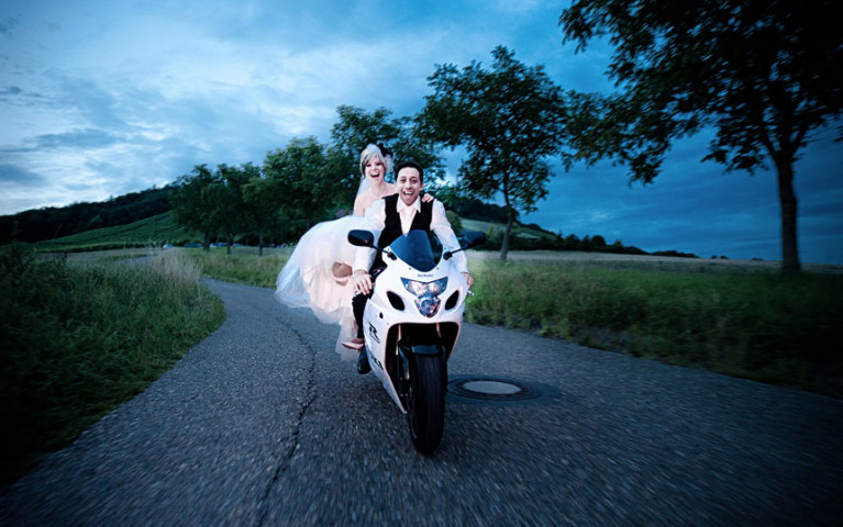 motorrad lachen